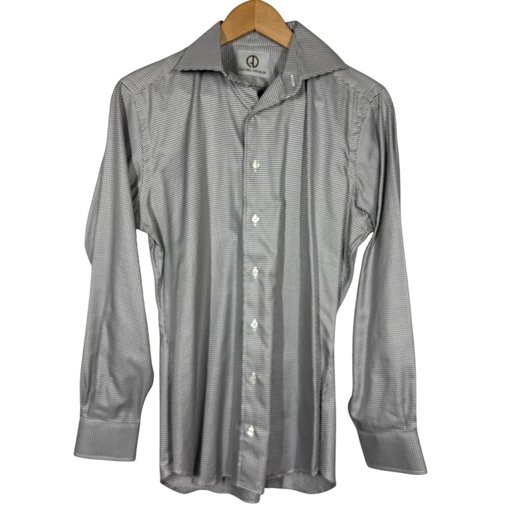 Daniel George Custom Dress Shirt Long Sleeve Houndstooth Micro Print - 37